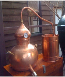 A 50 litre hoga alembic displayed outside a house in Australia
